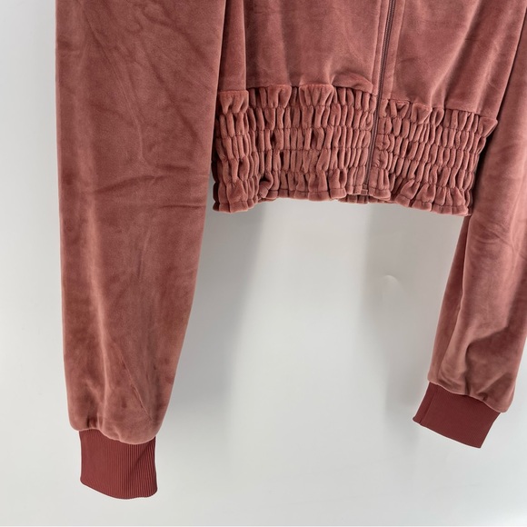 Roma Concept by Rosee Womens Zipped Sweatshirt Rose Pink Velour Hood L - Picture 3 of 8